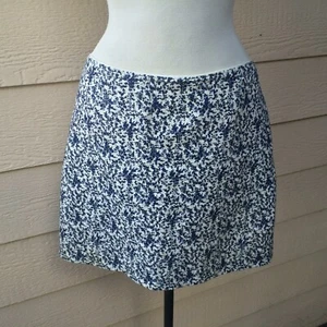 Madewell Blue Bud Mini Skirt White Lined Floral Flowers Short Casual Damask 10 - Picture 1 of 1