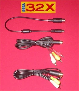 Sega 32X AV TV Cable & Link Data Patch Cable Set for Sega Genesis 1 System NEW - Picture 1 of 4