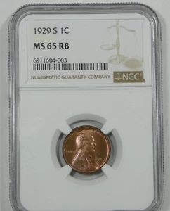 1929-S Lincoln/Wheat Ears reverse Cent CERTIFIED NGC MS 65 RED BROWN 1c - Picture 1 of 4