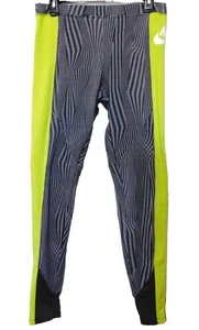 Nike Sport Leggings M volle Länge Vintage Retro schwarz limette abstrakter Druck Fehler - Bild 1 von 8