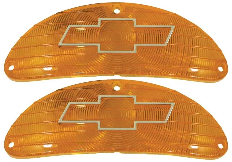Chevrolet Bel Air 150 210 1955; lentes de lámpara de estacionamiento; ámbar; con pajarita cromada; Foto 1 de 1