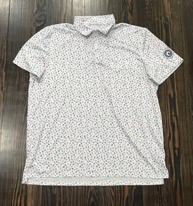 Southern Tide Golf Polo Shirt Men’s 2XL White AOP Polyester Spandex - Picture 1 of 5