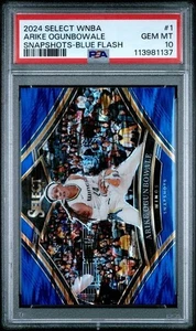 Panini Select WNBA ARIKE OGUNBOWALE #1 2024 instantánea flash azul #/99 PSA 10 - Imagen 1 de 4