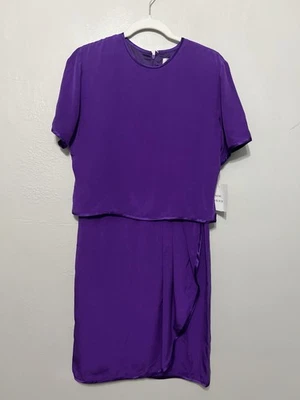 Vestido Midi Miller Shor Mujer Púrpura Seda Talla 6 Iglesia Oficina Formal Foto 1 de 4