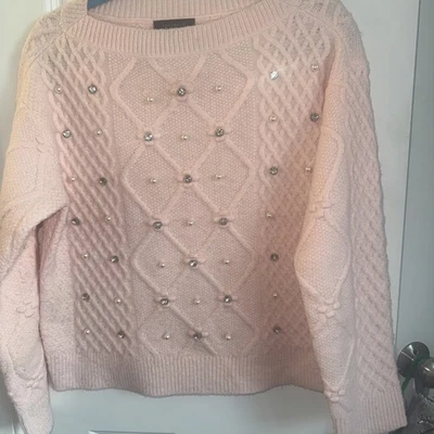 Suéter Ann Taylor Rosa con Adornado Frontal Talla Pequeña. Foto 1 de 4