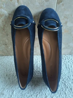 New Talbots Madison Buckle Indigo Blue Suede Ballet Flats size 6 - Image 1 of 4