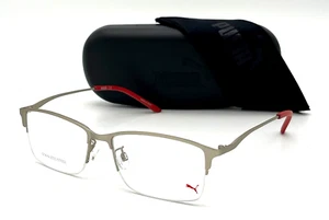 PUMA PE0163 002 Silver Transparent / Demo Lens 56mm Eyeglasses - Picture 1 of 4