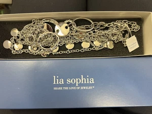 Collar Lia Sophia "Commotion" Discos Tono Plata Brillante y Cadenas Multicapa - Imagen 1 de 3