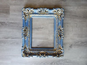 Cornice portafoto 12x16 shabby chic blu ornata barocco poster arte pittura - Foto 1 di 5