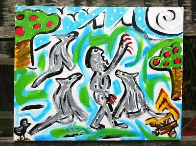 PACK HOMBRE LOBO HOWLING Jr CHARLIE FAST OUTSIDER POLÍTICO FOLK ARTE POP LUNA Foto 1 de 4