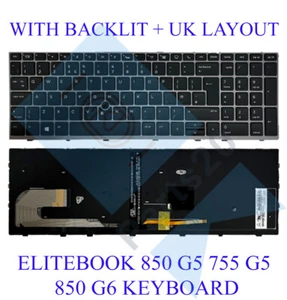 Pour Clavier UK HP EliteBook 850 G5 755 G5 850 G6 L12000-031 Avec Rétroéclairage - Afbeelding 1 van 3