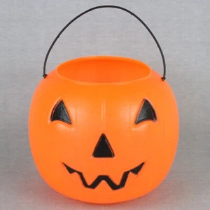 Halloween Blow Mold Pumpkin Trick Treat Bucket General Foam Plastics USA VTG 7in - Picture 1 of 8