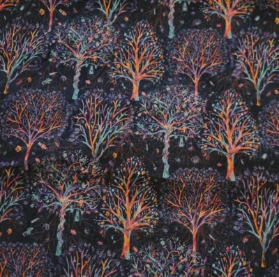 Liberty of London SILK GEORGETTE - "El árbol de los artistas" naranjos en azul marino Foto 1 de 3