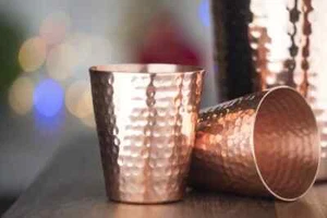 Set of 2  Copper Shot Glass Home Decor India Valentine Vodka Barware Xmas Gift - Picture 1 of 7
