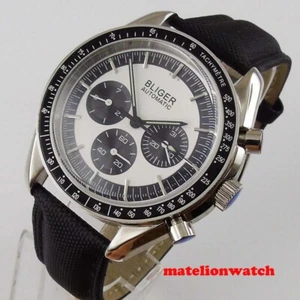 Orologio Uomo Multifunzione Automatico Bliger Bianco 40mm Settimana Data Cinturino in Pelle - Foto 1 di 7