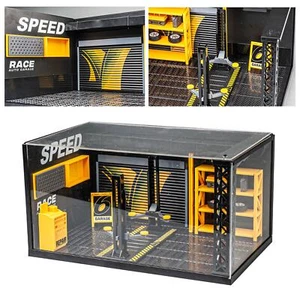 1/24 Alloy LED Lighting Assemble Diorama Garage Model Car Repair Workshop Scene - Picture 1 of 15