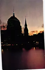 Chrom Postkarte, Boston at Twlight, 1964 Arlington Church, Hancock Bldg. - Bild 1 von 2
