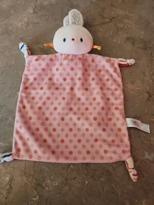 Baby Gund Tinkle Crinkle Bunny Lovey Pink Polka Dots Knotted Corners Girl - Picture 1 of 6