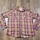 Levis Pearl Snap Shirt Mens 2Xl Red Western Pockets Plaid Long Sleeve Rodeo