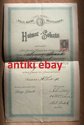 # Neutitschein Heimat-Schein Von 1890 - Land Mähren - Nový Jičín • 14€