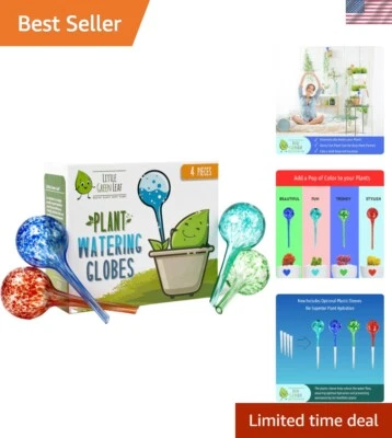 LGL Hand-Blown Self Watering Globes - 4 Pack Elegant Plant Care Solution - Image 1 of 4