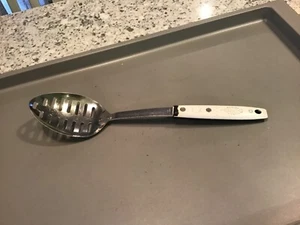 Vintage Unbranded Stainless Steel USA Slotted Serving Spoon Wheat Pattern Handle - Picture 1 of 5