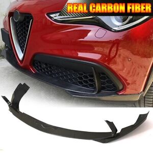 REAL CARBON Front Bumper Lip Spoiler Splitter Fit For Alfa Romeo Stelvio 2017-22