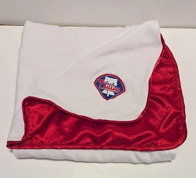 Manta de bebé genuina mercancía de Grandes Ligas Philadelphia Phillies rojo satinado Foto 1 de 4