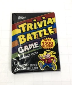 Tarjetas coleccionables Topps Trivia Battle Game - Paquete sin abrir - 9 cartas 1 pegatina 1 goma - Imagen 1 de 2