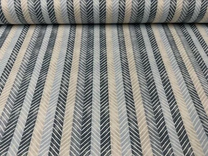 Atoc Herringbone Cotton Fabric indigo Blue White Curtain/Blind/Upholstery - Picture 1 of 5