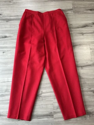 Calça plissada feminina vintage Leslie Fay tamanho 16 vermelha vestido calças perna reta - Imagem 1 de 4