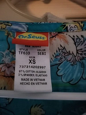 Dr Seuss Happy Birthday To You, Scrub Top Women’s X Small - Image 1 of 4