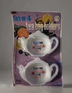 70er Jahre NOS 4 Kunststoff Teebeutelhalter Originalverpackung "Let me hold the Bag" - Bild 1 von 9