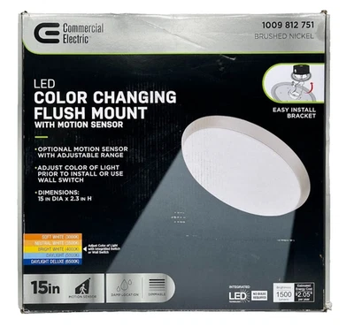 Luz LED de montaje empotrado eléctrica comercial de 15" de níquel cepillado - Sensor de movimiento Foto 1 de 4