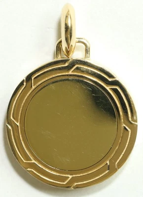 Тяжелый гравируемый круглый двусторонний кулон John Hardy из золота 14 карат 0,75 дюйма - Изображение 1 из 4