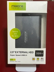 Maxone Portable External Hard Drive 320GB USB 3.0 -2.5" Ultra Slim Aluminium HDD - Picture 1 of 6