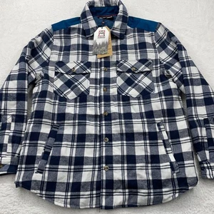 Avalanche Outdoors Lined Flannel Shirt Jacket Mens M Blue White Plaid Padded - Picture 1 of 10