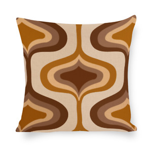Retro brown psychedelic vintage style double sided linen pillow throw cushion