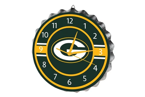Green Bay Packers Logo Bottlecap Clock Metal - Man Cave Office Decor NEW Cover