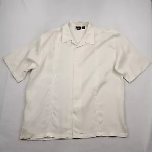 Jordan Craig Shirt Mens Sz XL Cream Linen Button Up Short Sleeve Casualwear - Picture 1 of 9