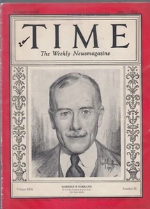 1929 Time magazine--June 17 1929 Cornell's Farrand - Foto 1 di 1
