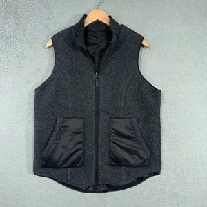 Smartwool Vest Womens Large Black Anchor Line Reversible Sherpa Wool Blend - Picture 1 of 17