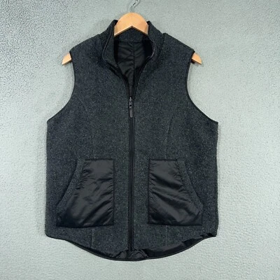 Smartwool Vest Womens Large Black Anchor Line Reversible Sherpa Wool Blend - Image 1 of 4