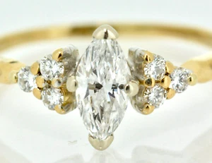 .84ctw Marquise Diamond with Accents Engagement Ring 18k MultiTone Gold Lot  9 - Picture 1 of 10