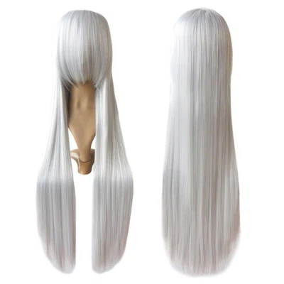 100cm Women Girl Anime Costume Long Straight Cosplay Full Wig Party Hair Dress - Image 1 of 4