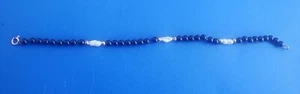 Vintage 7.5" Solid Yellow 14k Gold with Onyx Gemstones Freshwater Pearl Bracelet - Picture 1 of 6