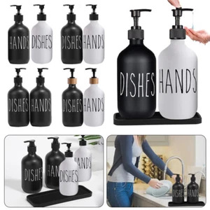 500 ML HANDS/DISHES Seifenspender Lotionspender Pumpflasche Kunststoff Tablett - Bild 1 von 25