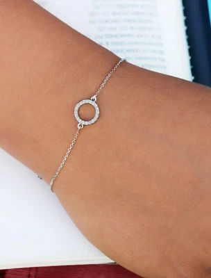 Diamond Charm Link Bar Bracelet 14K Solid Gold Handmade bracelet Gift For Women - Image 1 of 4