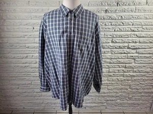 Covington Mens Shirt 3XL Long Sleeve Blue Plaid Collar Casual Button Up Cotton - Picture 1 of 8