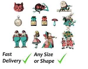 Alice in wonderland Printed Cake decoration Topper icing, wafer or wafer card - Picture 1 of 2